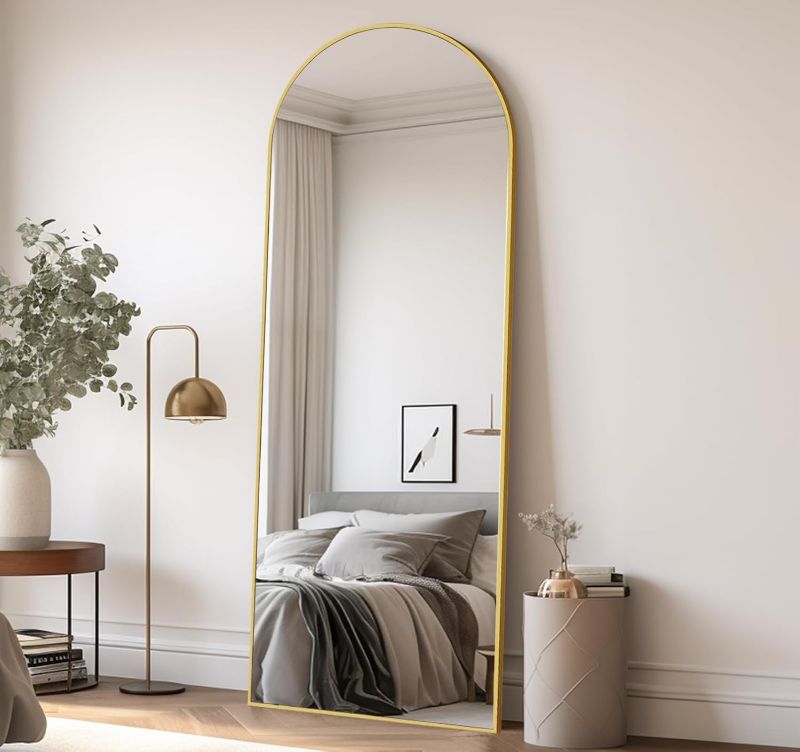 Photo 1 of 
HARRITPURE 64"x21" Arched Full Length Mirror Free Standing Leaning Mirror Hanging Mounted Mirror Aluminum Frame Modern Simple Home Decor for Living Room Bedroom Cloakroom, Gold