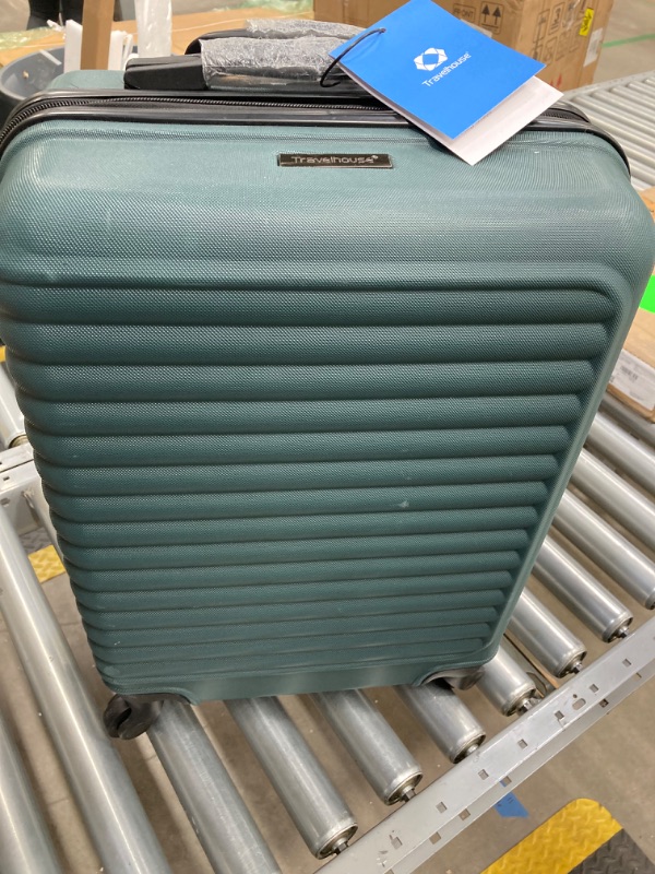 Photo 3 of 20'' Carry on Luggage, ABS Lightweight Suitcase with Spinner Wheels and Adjustable Pull Rod, Hardshell Luggage with Top and Side Handles (Green)