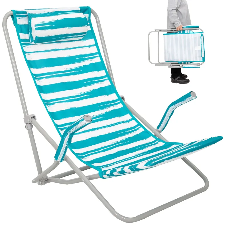 Photo 1 of #Wejoy Beach Chair High Back Folding Chair Low Seat Camping Chairs for Adult(Green/White)