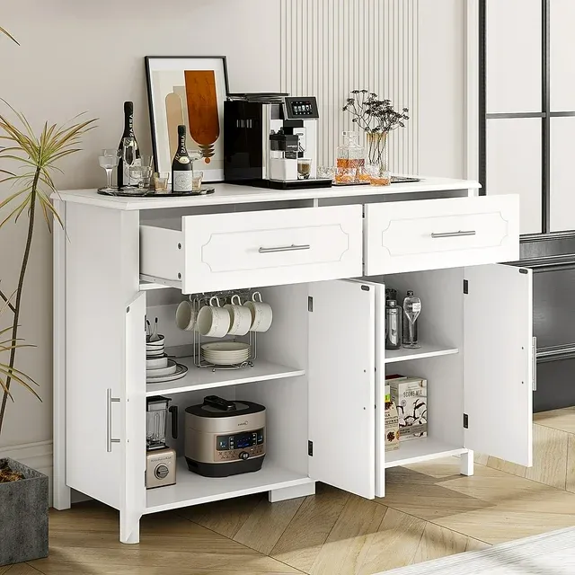 Photo 1 of ***(FACTORY SEALED)***
Homfa 4 Doors Kitchen Sideboard Buffet Cabinet with 2 Drawers, Modern Coffee Bar Cabinet Storage Cabinet for Living Room, White