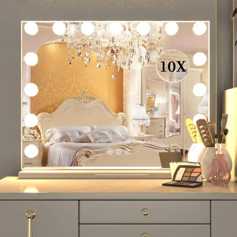 Photo 1 of ***(LIGHTS DONT WORK )***
CONGUILIAO Hollywood Vanity Mirror with Lights, Vanity Makeup Mirror with 15 LED Bulbs, 3 Color Lighting Modes, USB Port, Smart Touch Control