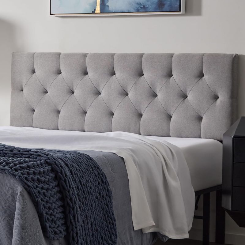 Photo 1 of ***(PHOTO SIMILAR TO ITEM)***

LUCID Mid-Rise Upholstered Headboard - Diamond Tufted - Padded Polyester - Adjustable Height from 34” to 46” - Easy Assembly - Bed Frame or Wall Mount - Sturdy - Stone - Full / Full XL Size