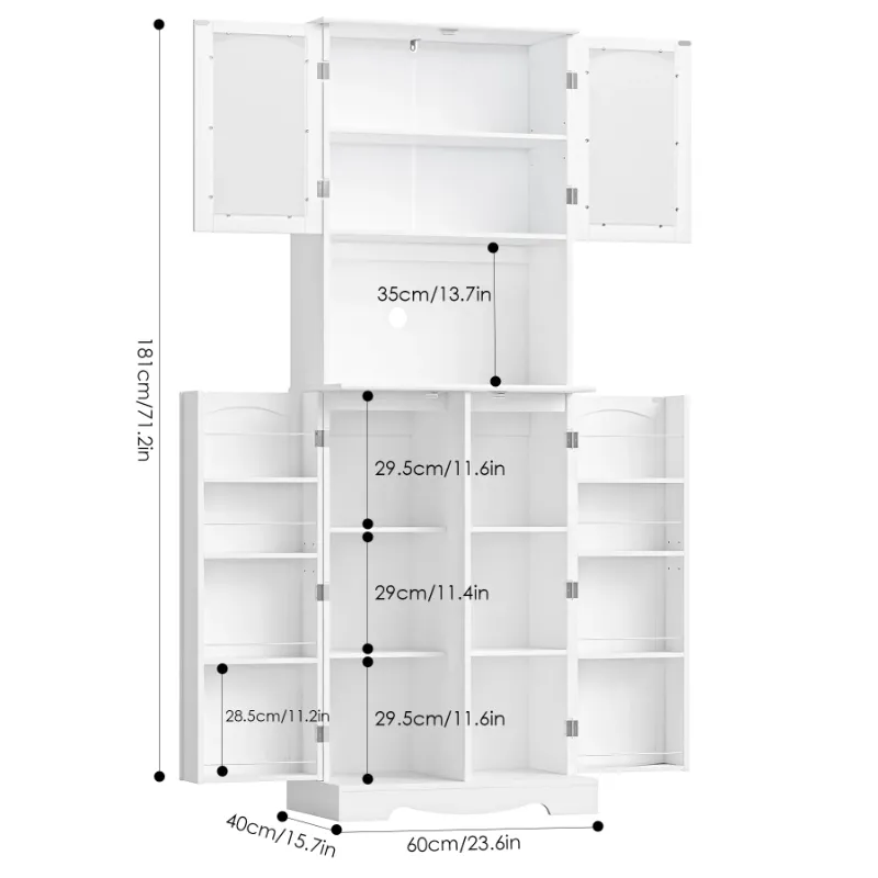 Photo 1 of ***(FACTORY SEALED)***
Homfa 4 Doors Farmhouse Storage Cabinet with Microwave Countertop, 71'' Kitchen Pantry Cabinet with Adjustable Shelves, White