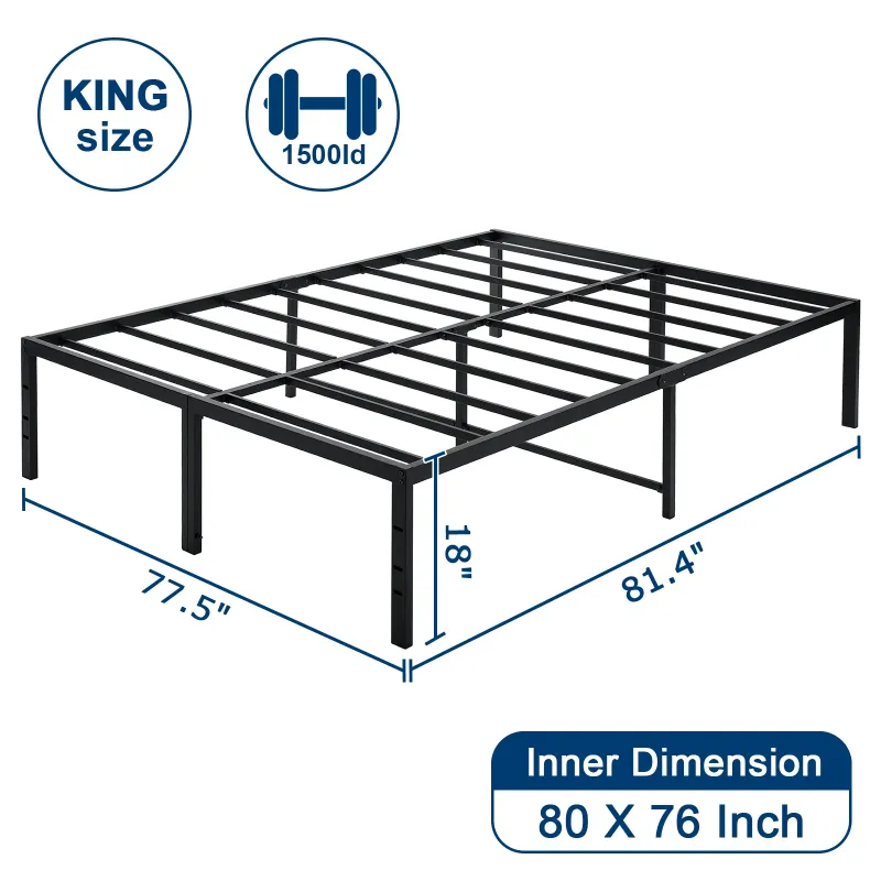 Photo 1 of ***(FACTORY SEALED)**
Lusimo King Size Bed Frame 18 inch Heavy Duty King Metal Bed Frame with Under-Bed Storage No Box Spring Needed Anti Slip Support Mattress Foundation, Black