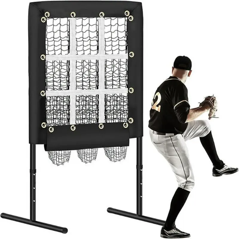 Photo 1 of 9 Hole Pitching Net Baseball Pitching Target with Strike Zone, Softball Pitching Aid Net, 3 Level Adjustable Height, Portable Training Equipment for Hitting and Pitching Practice