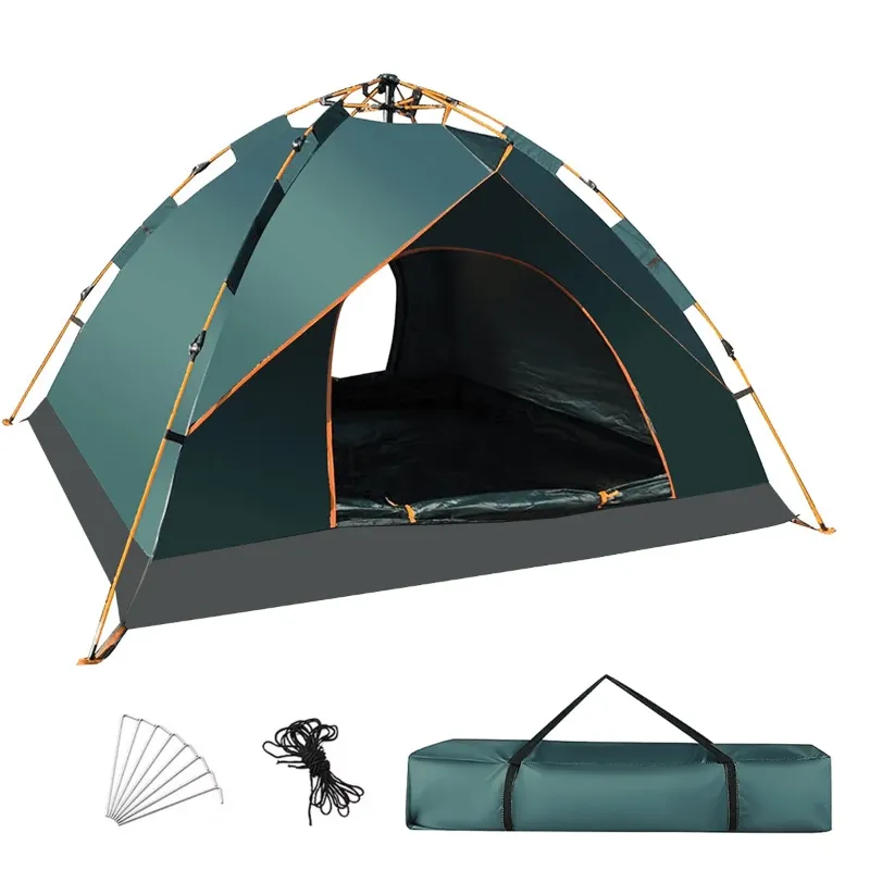 Photo 1 of Pop Up Canopy Instant Family Tents for Camping 2-4 Person Waterproof, Includes Carrying Bag and Windproof Ropes Anti-UV, Ultralight Blackout Camping Tent for Beach Camping, Hiking, Camp Outdoor