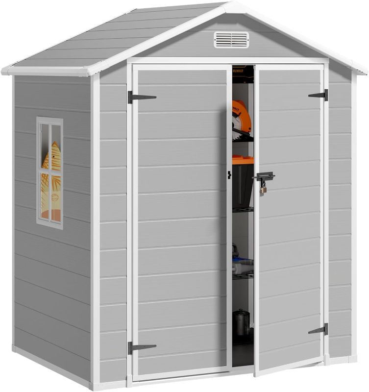 Photo 1 of ***(PHOTO SIMILAR TO ITEM)***
Gizoon 6x4.4 FT Plastic Outdoor Storage Shed, Resin Garden Tool Sheds & Outdoor Storage House with Single Lockable Door, Resin Shed for Patio Furniture, Backyard Garden Patio Lawn, Grey