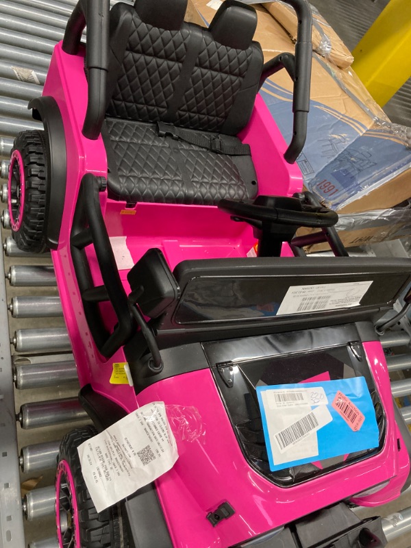 Photo 1 of ***MISSING REMOTE AND CHARGER*** Funcid 12V 7AH Kids Powered Ride on Truck Car with Parent Remote Control, Bluetooth Music, Spring Suspension, LED Lights - Pink
