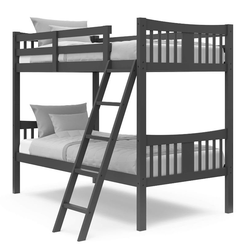 Photo 1 of ***(FACTORY SEALED)***
Storkcraft Caribou Twin-over-Twin Bunk Bed (Gray) – GREENGUARD Gold Certified, Converts to 2 individual twin beds