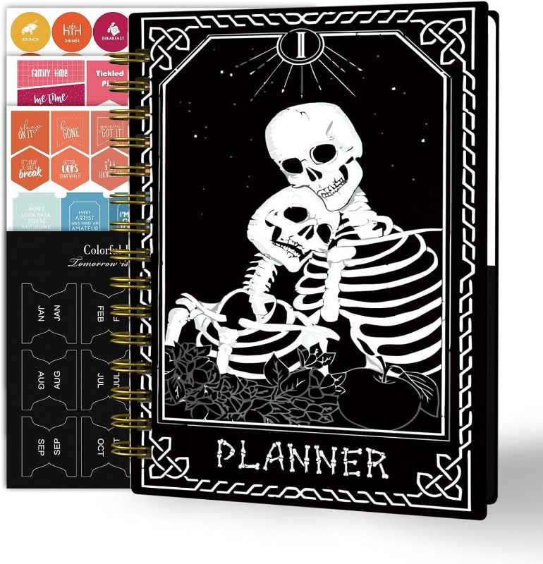 Photo 1 of Ymumuda 2024-2025 Planner - July 2024 - June 2025, Planner 2024-2025 Daily Weekly and Monthly, 8.4" X 6", 12-Month Academic Planner with Spiral Bound, Stickers & Sticky Tabs, Skull Couple