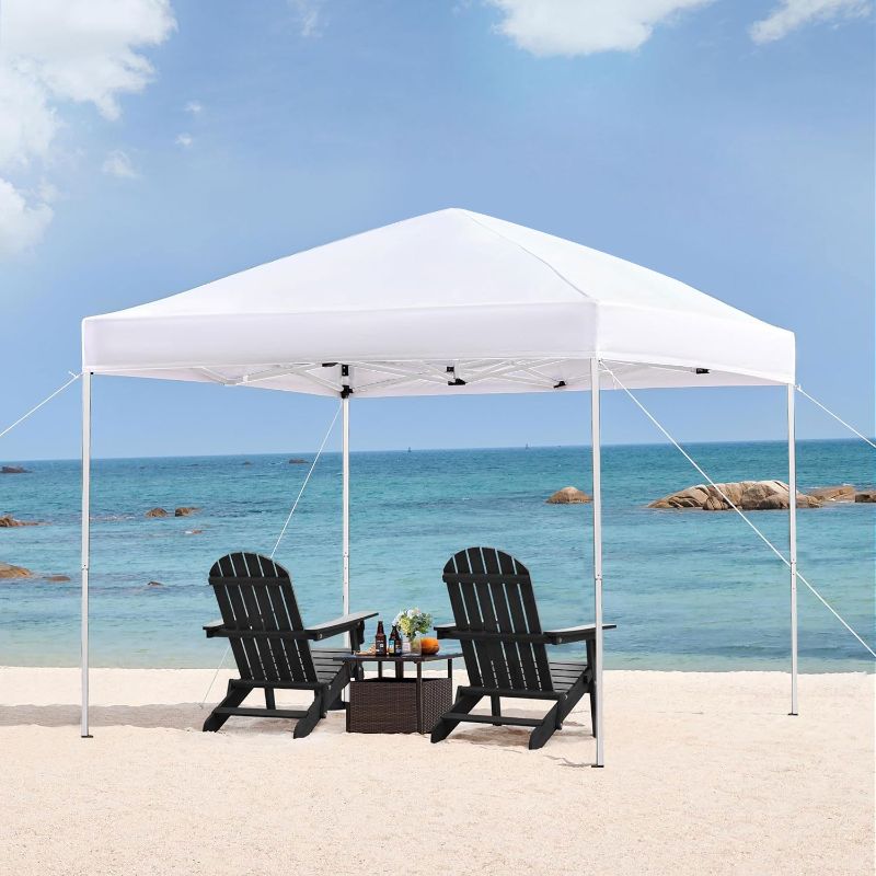 Photo 1 of 10 ft x 10 ft Easy Pop up Outdoor Canopy Tent, Straight Legs Instant Canopy for Outside with Carrying Bag,