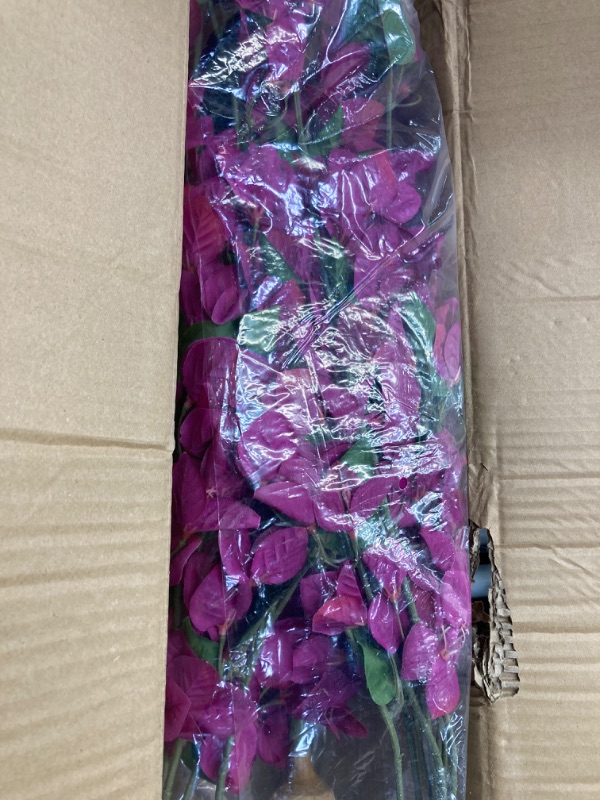 Photo 1 of 5FT Artificial Bougainvillea Flowers Tree with Wood Branches, Plant in Black Plastic Pot. DR.Planzen