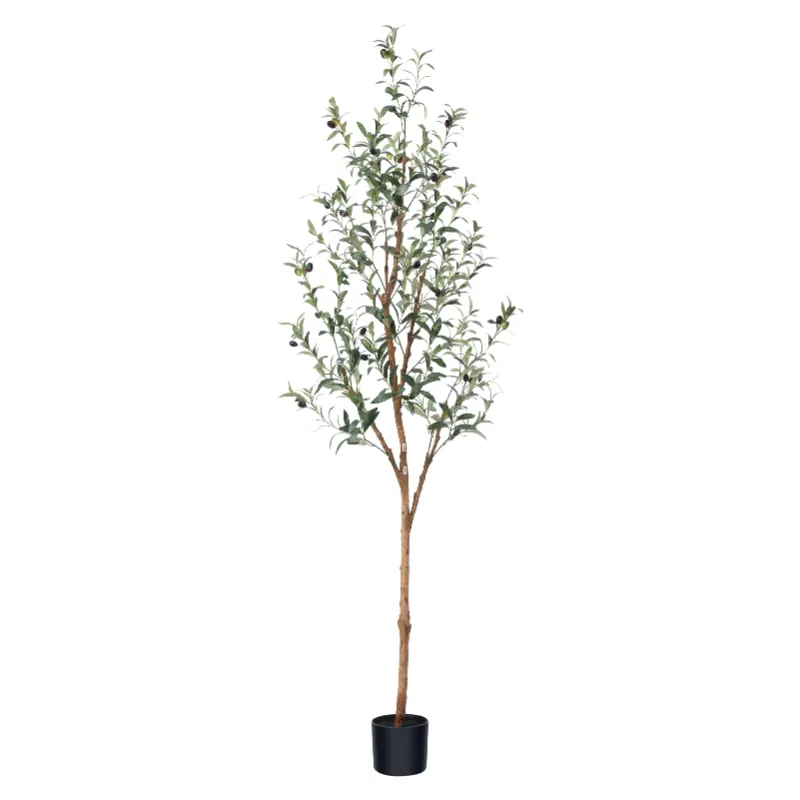 Photo 1 of 6FT Artificial Olive Tree with Fruits and Wood Branches, Plant in Black Plastic Pot. DR.Planzen