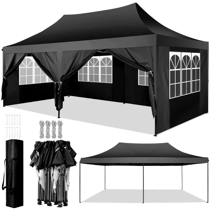 Photo 1 of 10x20 FT Pop up Canopy tent with Removable Sidewalls, Instant Canopies Portable Gazebo, UV Resistant Waterproof, Enclosed Canopy