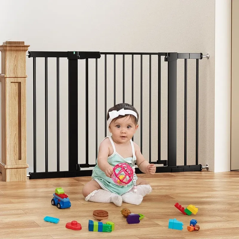 Photo 1 of 29.5-46''Extra Wide Baby Gate Stairway and Hallway with Pressure Mounted, Black