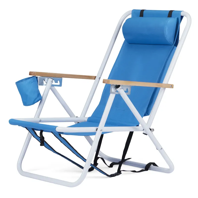 Photo 1 of  Backpack Beach Chair Folding Portable Chair Solid Construction Camping Blue