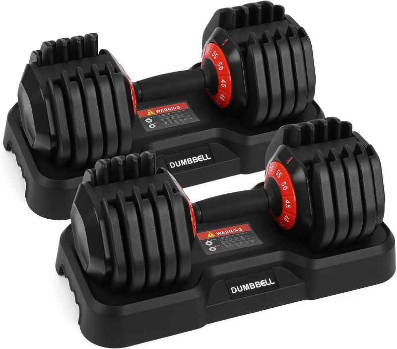 Photo 1 of Adjustable Dumbbell Set, 55 lb Single Dumbbell Fast Adjust Dumbbell Weight for Exercises,Dumbbells with Anti-Slip Handle and Weight Plate for Men and Women Home Gym Workout Equipment (55, Pounds)