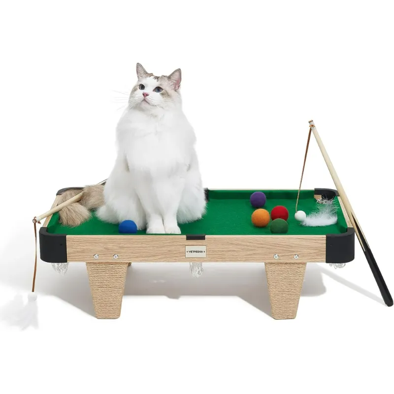 Photo 1 of  Cat Toys Cat Pool Table Toy Wand Toy with Sisal Rope Scratching Post Activity Center Green