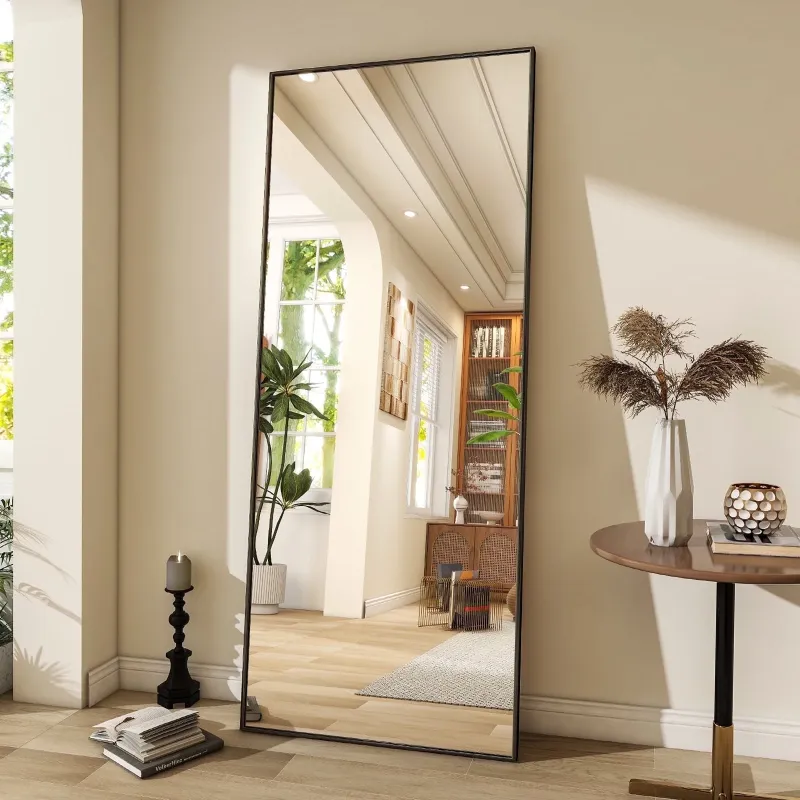 Photo 1 of 71"x26" Full Length Mirror Oversized Rectangle Body Dressing Floor Mirrors for Standing Leaning, Black