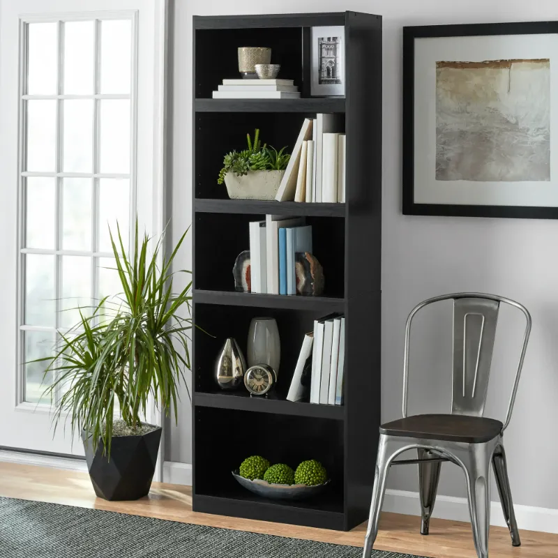 Photo 1 of Mainstays Framed 5-Shelf Bookcase, True Black Oak