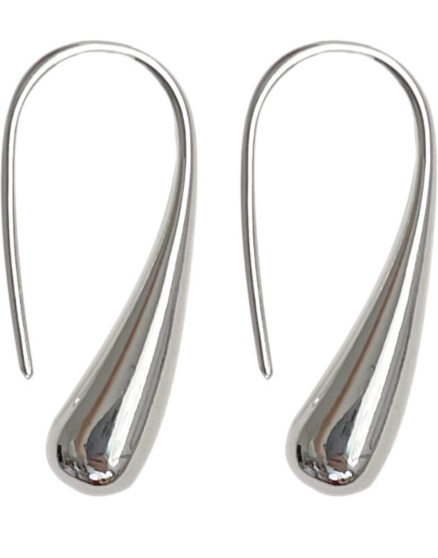 Photo 1 of Harlorki Women Lady's 925 Silver Plated Shiny Teardrop Shape Hook Drop Dangle Earrings Fashion Costume Jewelry for Wedding Party Casual Daily Wear