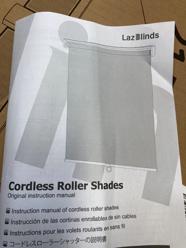 Photo 2 of LazBlinds No Tools No Drill Cordless Roller Blinds Shades, 100% Blackout Waterproof