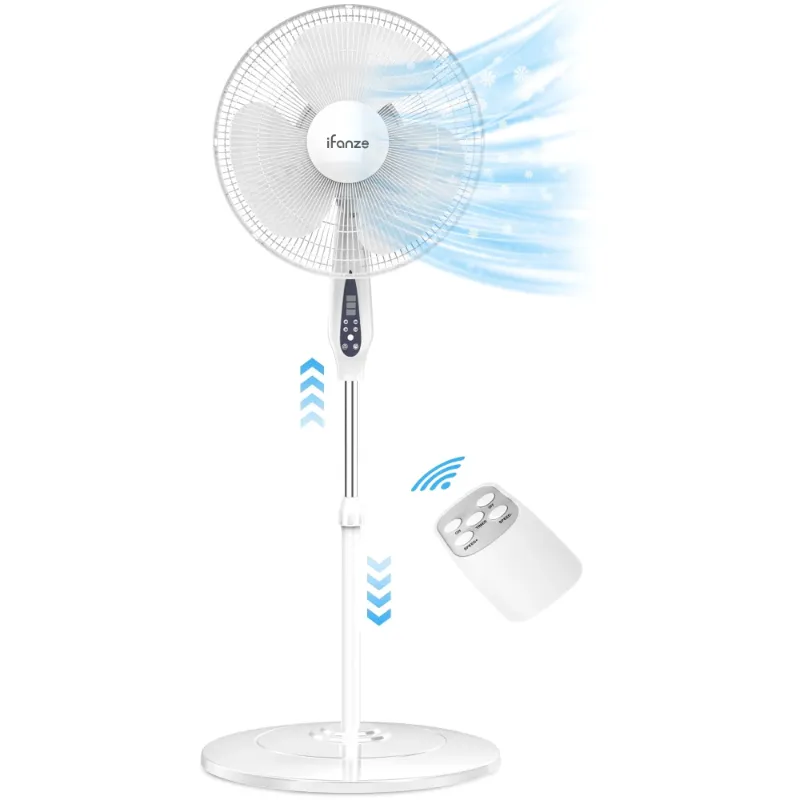 Photo 1 of  Pedestal Fan, 16" Adjustable Oscillating DC Standing Fan with Remote for Home, 3 Speeds, Less Noise Cooling Fan, White