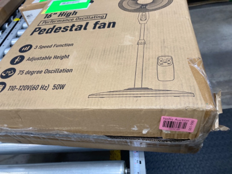 Photo 3 of  Pedestal Fan, 16" Adjustable Oscillating DC Standing Fan with Remote for Home, 3 Speeds, Less Noise Cooling Fan, White