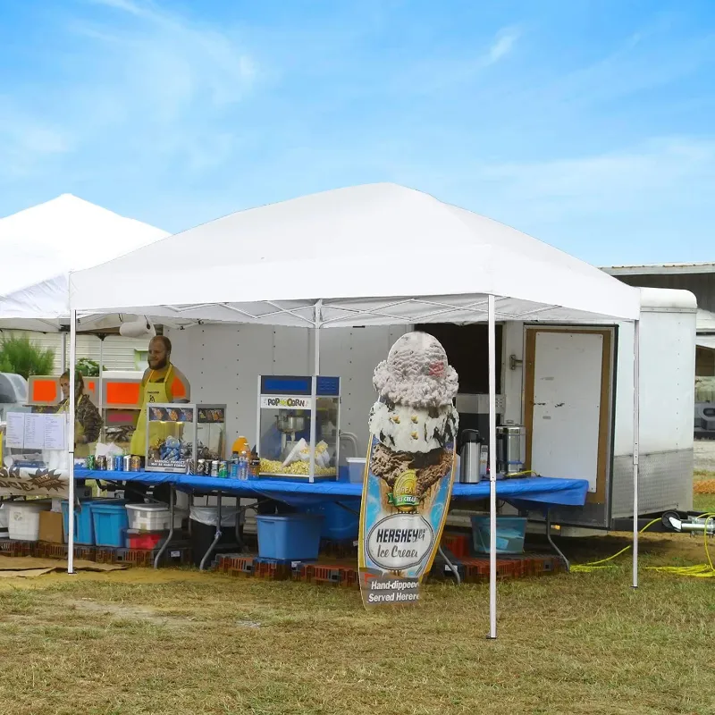 Photo 1 of 10 ft x 10 ft Easy Pop up Outdoor Canopy Tent, Straight Legs Instant Canopy for Outside with Carrying Bag, White