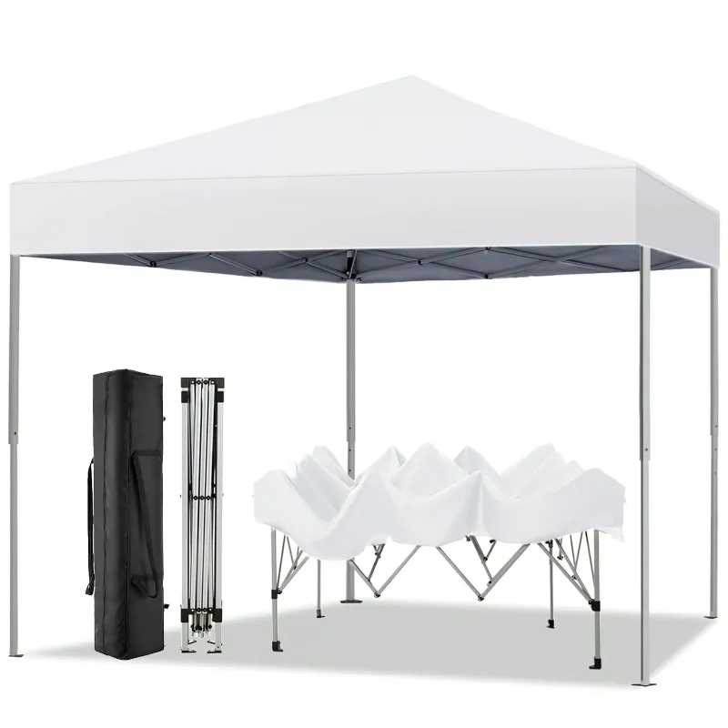 Photo 1 of 10 ft x 10 ft Easy Pop up Outdoor Canopy Tent, Straight Legs Instant Canopy for Outside with Carrying Bag, White