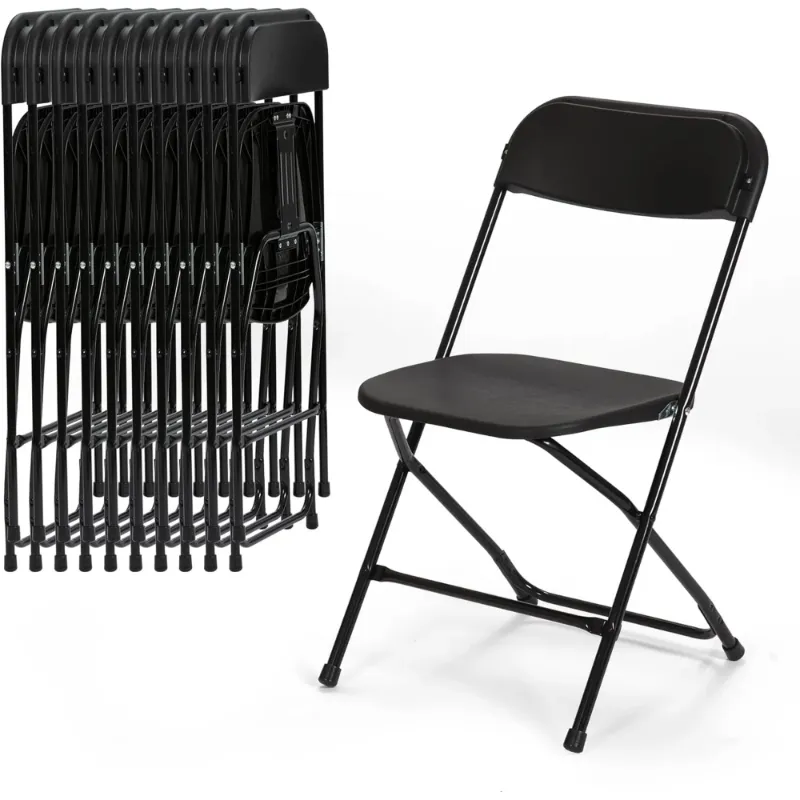 Photo 1 of 10 Pack Plastic Folding Chair, Lightweight Portable Party Banquet Event Chairs for Outdoors, Black