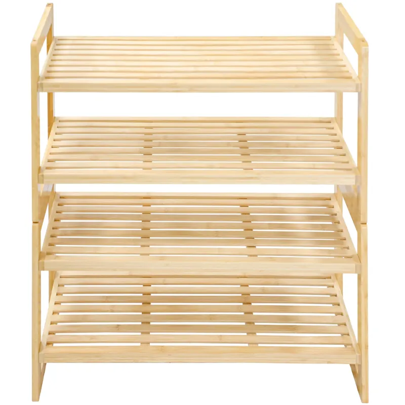 Photo 1 of Bamboo Shoe Rack Kit, 4-Tier Bamboo Shoe Storage Organizer, Holds Up to 300 lb, for Entryway Bathroom Bedroom, Free Standing Shoe Racks for Indoor Outdoor, Stackable | Foldable | Natural