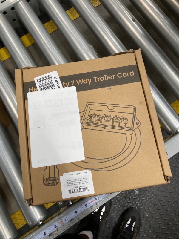 Photo 1 of 7 Way Trailer Plug with Junction Box,Waterproof Double Prongs Connector,Light & Brake Control 7 Inline Trailer Cable for RV Standard -8 Feet 8 ft