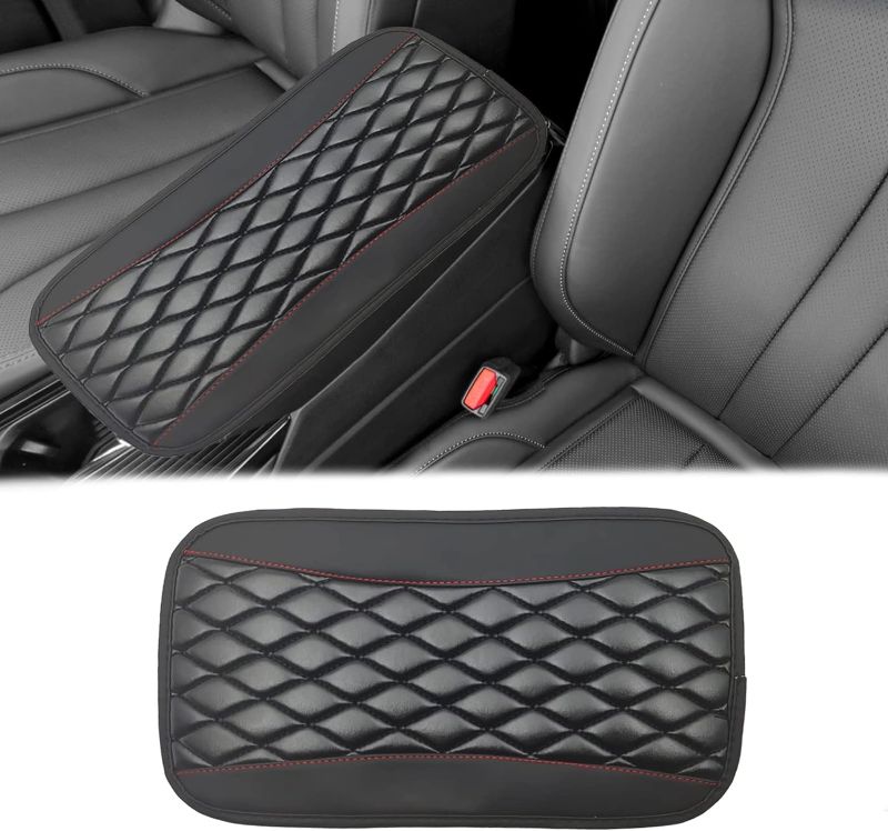 Photo 1 of Car Center Console Cover, Universal Leather Waterproof Armrest Seat Box Cover Protector, Comfortable Car Decor Accessories Fit for Most Cars, Vehicles, SUVs-Black
