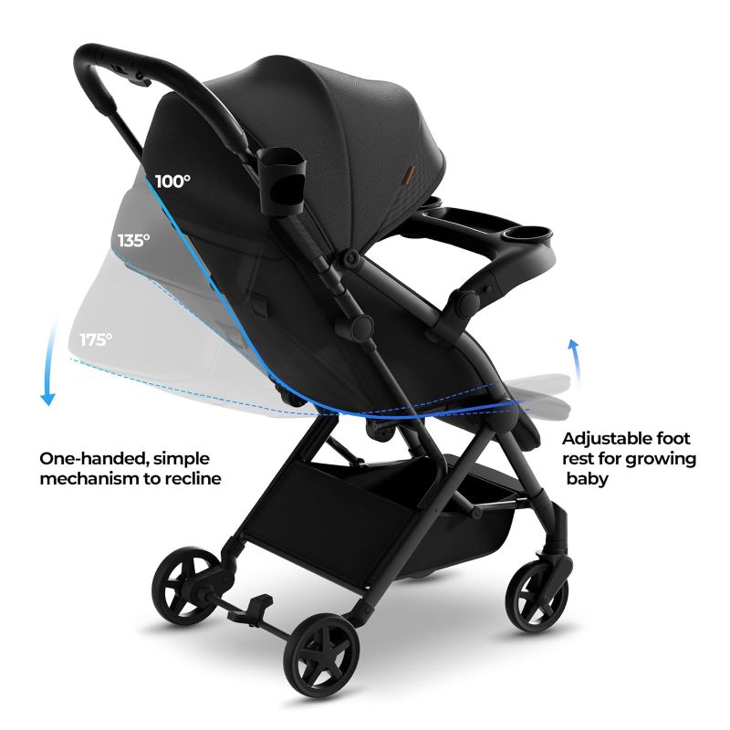 Photo 1 of Connect 3 Ultra Compact & Lightweight Single-to-Double Baby Stroller - Airplane-Ready, Men's Health Best Dad Gear Award Winner 2024 Black/Black