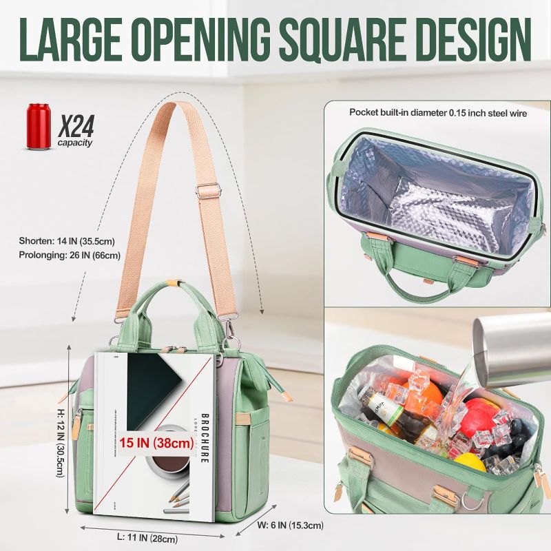 Photo 1 of 
Large Lunch Bag for Women, Leakproof Insulated Lunch Box for Women,Lunch Bag Adult Women with Side Pockets & Adjustable Strap,Lunch Pail for Women for...
Color:Green