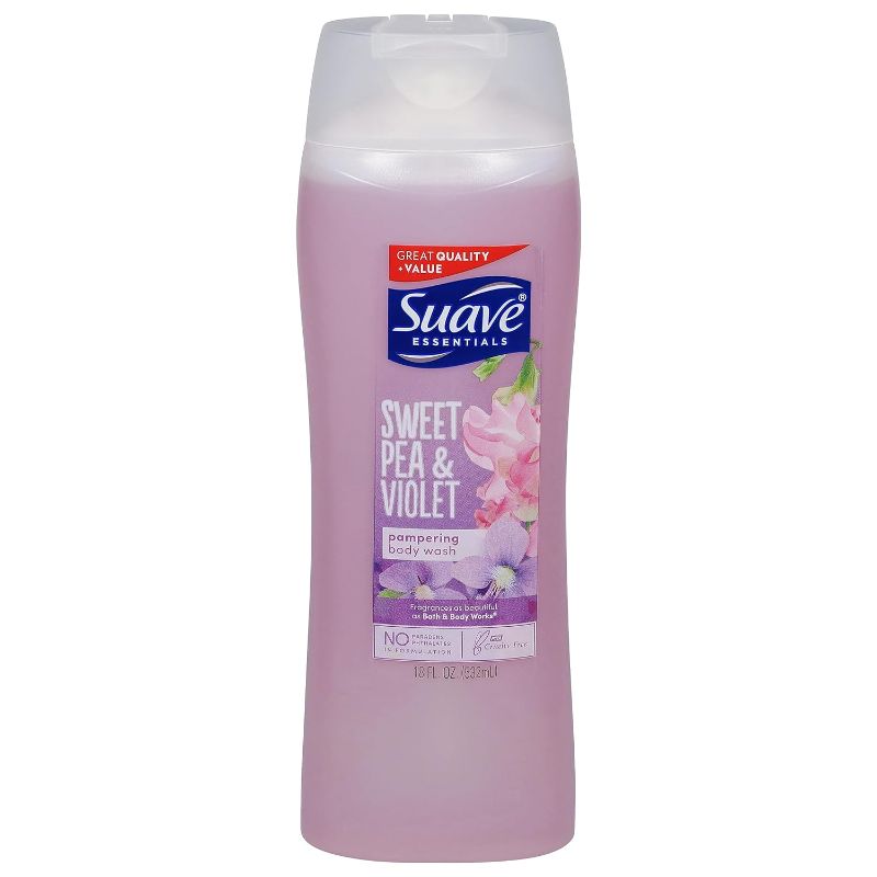 Photo 1 of 
Suave Essentials Gentle Body Wash, Sweet Pea & Violet With a Floral Oil Blend Essence, Infused with Vitamin E & Pea Extract 18 oz