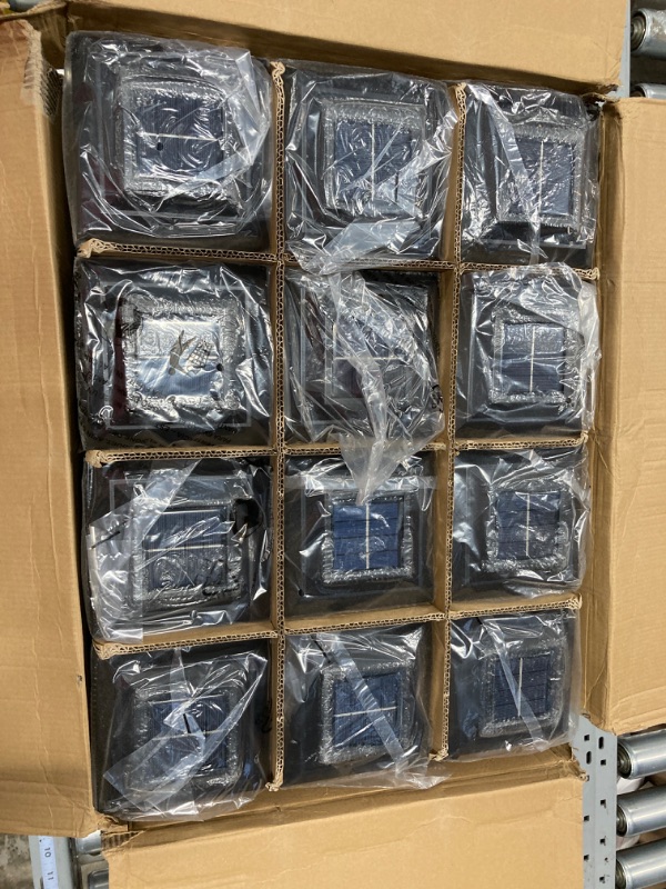 View 2 of Solar Post Cap Lights, Warm White & RGB Automatic Cycling, Cracked Glass Bulb, 20 Lumens lP65 Waterproof Fit 3.6x3.6 4x4 4.5x4.5 5x5 Wood Fence Post Solar Powered Lights Black (12 Pack) Black 12 Pack