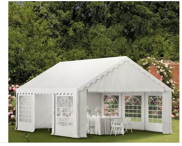 Photo 1 of 16 ft. x 20 ft. Outdoor Canopy Party Tent in White with Removable Side Walls