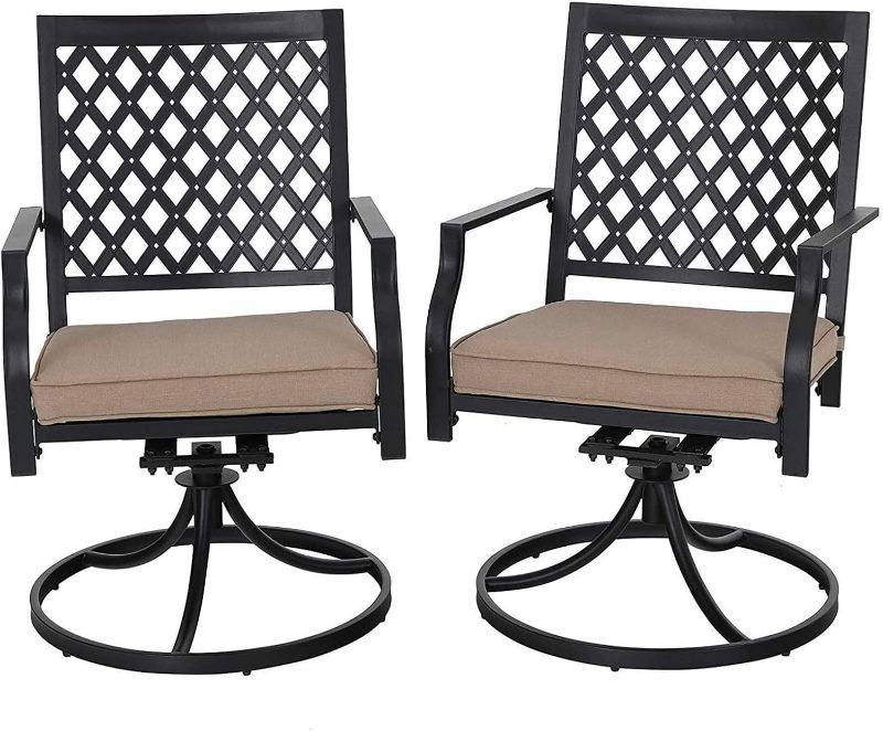 Photo 1 of ***NO BASE***PHI VILLA Outdoor Swivel Chair Patio Furniture Sets with Arm Seat Cushion for Garden Backyard Rocker Chairs - 2 PC