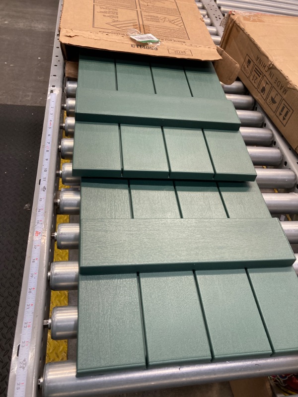 Photo 1 of 15 in. x 59 in. Polypropylene 4-Board Closed Board and Batten Shutters Pair in Green.     ***2 Pack***