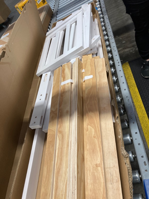 Photo 4 of **** PARTS ONLY *****Full Over Full Bunk Beds for Kids, Low Bunk Bed with Slide and Ladder, Kids Bunk Beds with Full-Length Guardrail and Salts, Wood Bunk Bed Full Over Full, White Bunk Bed Full Size BOX 1 OF 2 