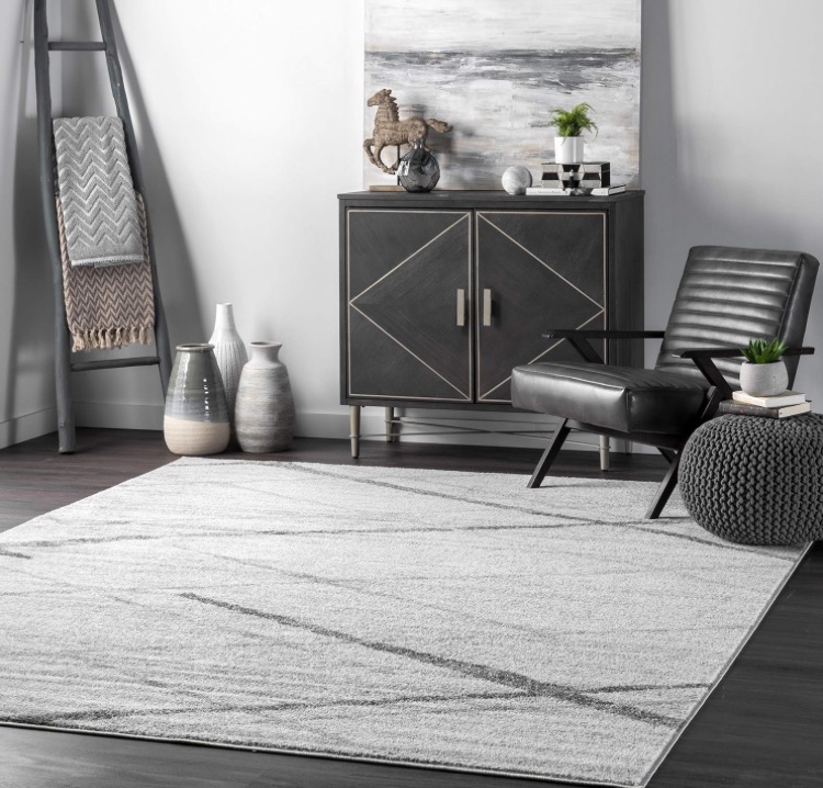 Photo 1 of nuLOOM 6 Square Thigpen Contemporary Area Rug, Grey, Abstract Lines, Non-Slip Backing, Stain Resistant, For Bedroom, Dining Room, Living Room, Hallway, Office, Kitchen, Entryway no size