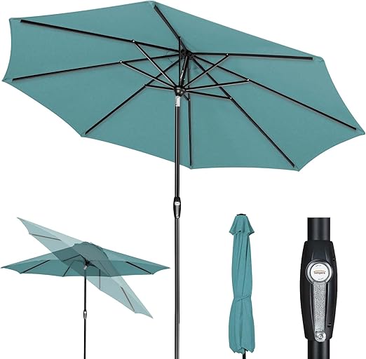 Photo 1 of 
Tempera Patio Market Outdoor Table Umbrella with Auto Tilt and Crank,Large Sun Umbrella with Sturdy Pole&Fade