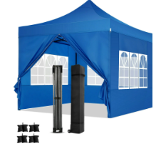 Photo 1 of HOTEEL 10 x10 Pop up Commercial Canopy, Heavy Duty Canopy Tent with 4 Sidewalls, Instant Outdoor Party Tent,Windproof & Waterproof Gazebo with Roller Bag,Blue (Frame Thickened)