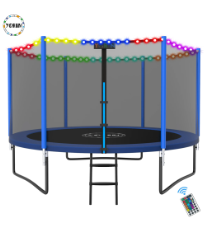 Photo 1 of 
YORIN Trampoline for 3-4 Kids, 10FT 8 FT 12FT 14FT Trampoline for Adults with Enclosure Net, Ladder, Light, 1000LBS Weight Capacity Outdoor Round Recreational Trampoline, Heavy Duty Trampoline