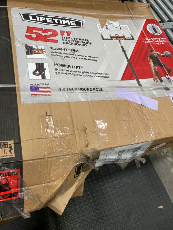 Photo 2 of Lifetime 71281 In Ground Power Lift Basketball System, 52 Inch Shatterproof Backboard 1 71281