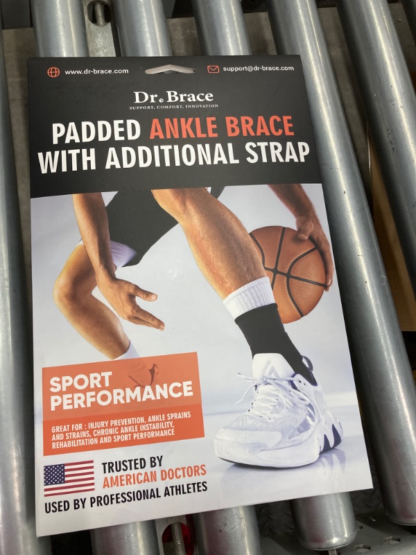 Photo 4 of DR. BRACE ELITE Ankle Brace with strap (Grey-Orange, X-Large)