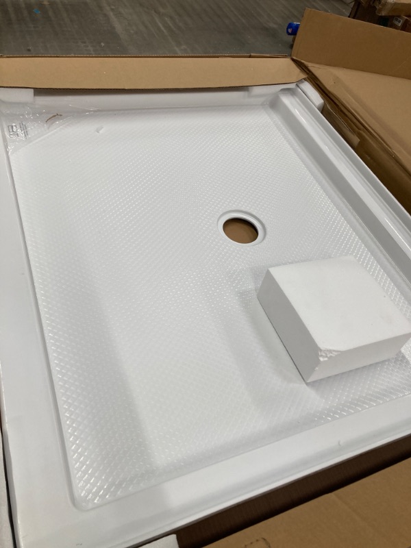 Photo 2 of DreamLine SlimLine 32 in. D x 42 in. W x 2 3/4 in. H Center Drain Single Threshold Shower Base in White, DLT-1132420