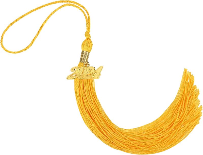 Photo 1 of 2024 Graduation Tassel Cord Ceremony Academic Gold Doctoral Two Colors Small Polyester Party with Pack Mini Black Student Doctor Red (Gold) - 2pk bundle